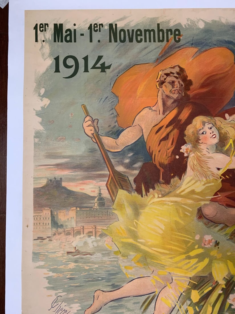Exposition Nationale De Lyon - Art By Cheret (1914) 29.125x40.125 French Lithograph Poster LB - 4