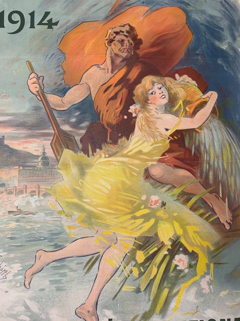 Exposition Nationale De Lyon - Art By Cheret (1914) 29.125x40.125 French Lithograph Poster LB - 5