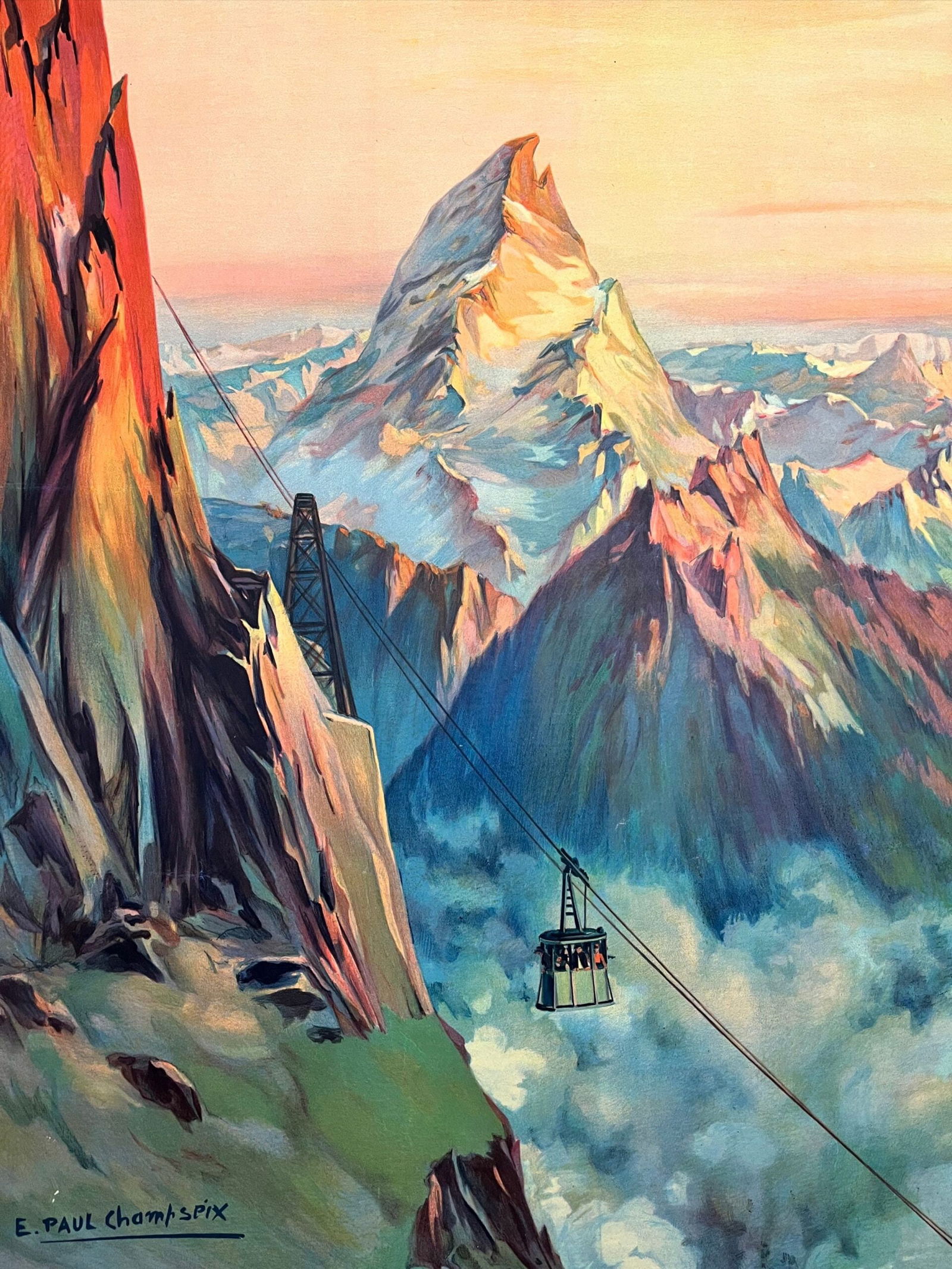 Téléphérique D'Artouste (1937) Art By E. Paul Champseix French Travel Poster LB - 2