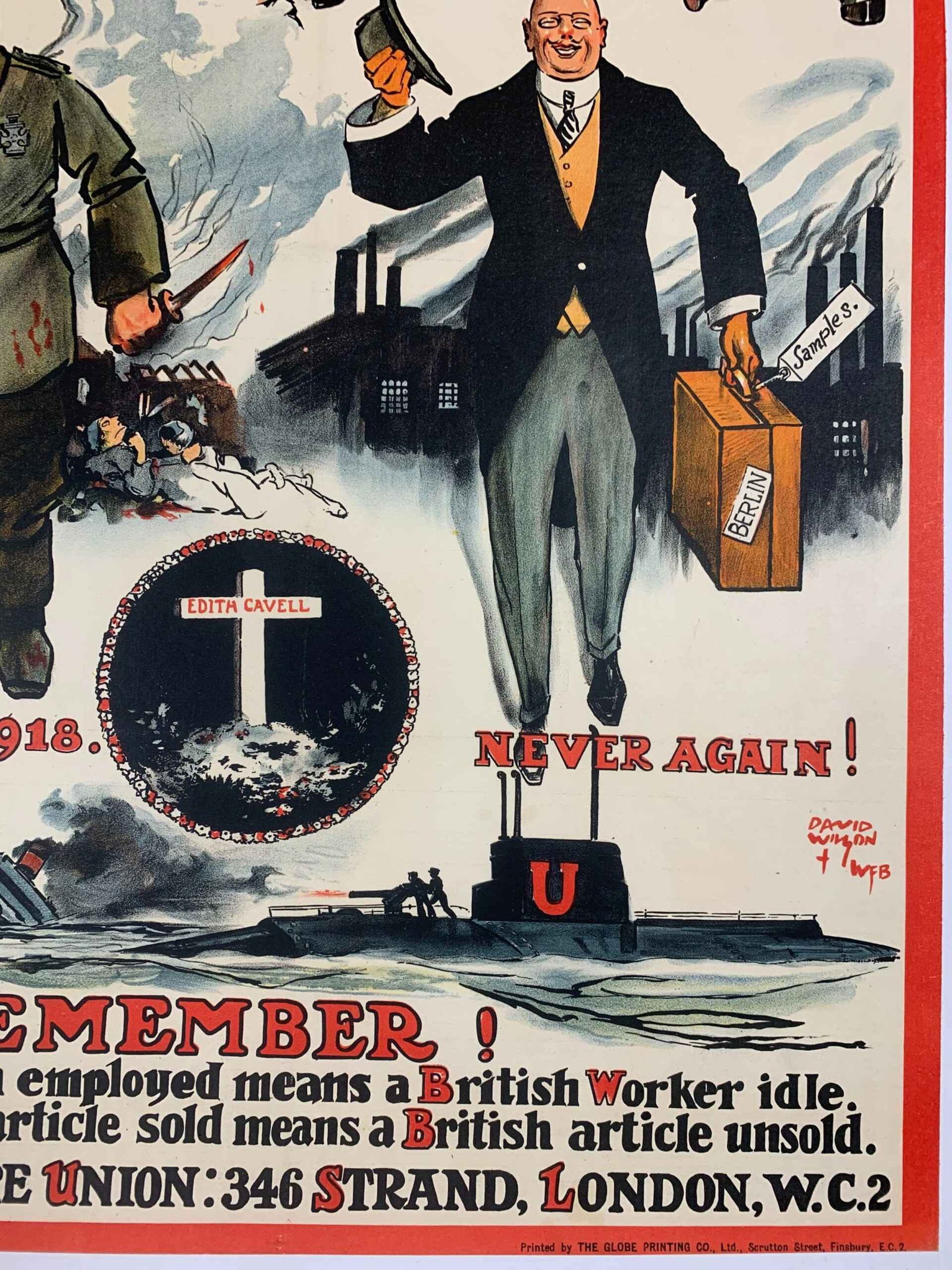 Once A German - Art by Wilson (1918) 20x30 UK WWI Poster LB - 5