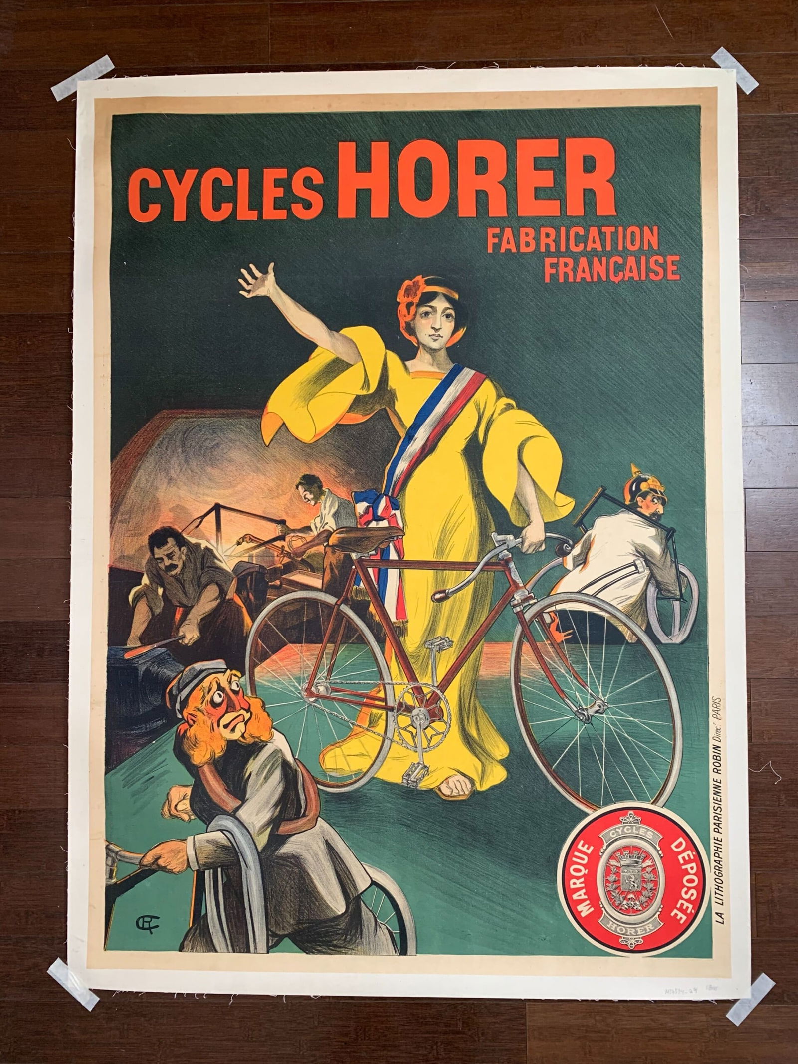 Cycles Horer - Monogram CR (1917) 38x53 French Advertising Poster LB: Title: Cycles Horer - Monogram CR (1917) 38x53 French Advertising Poster LB Description: Cycles Horer - Monogram CR (1917) 38x53 French Advertising Poster LB Please refer to the attached photos to det