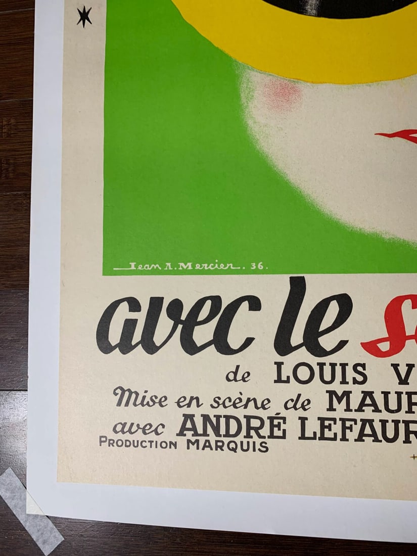 Maurice Chevalier - Art By Jean Mercier (1936) 24.25x32.25 French Movie Poster LB - 3