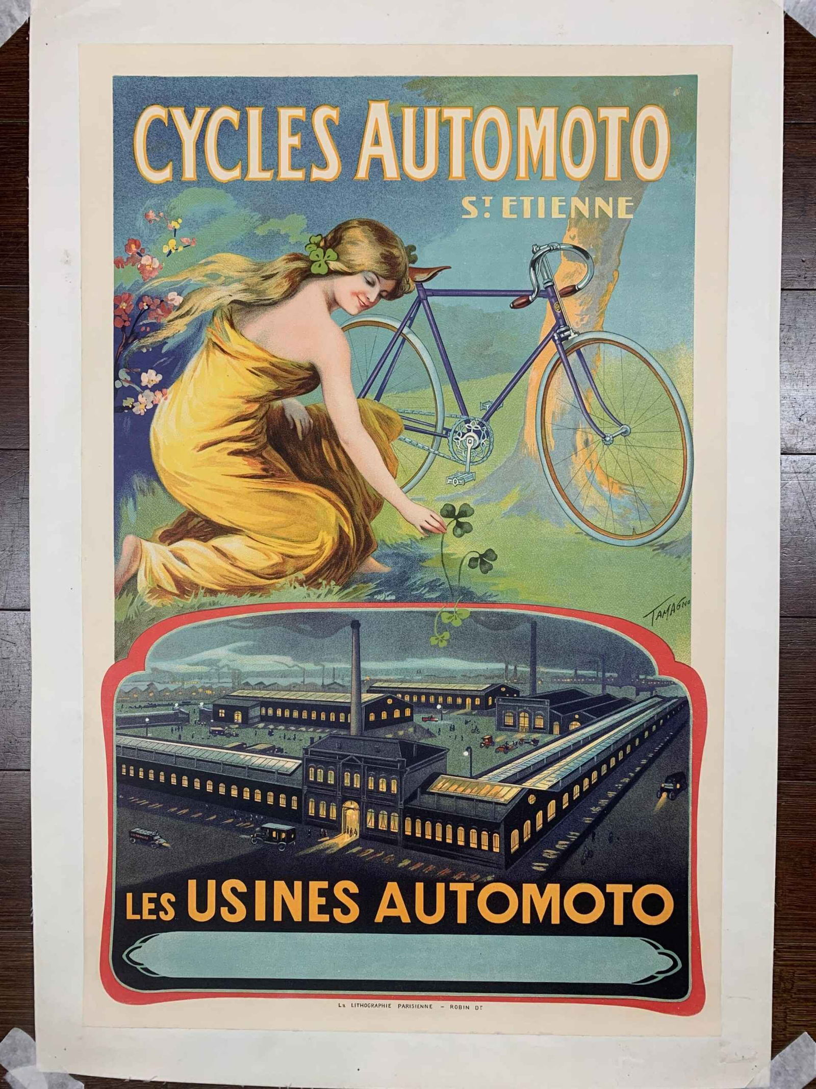 Cycles Automoto - Art Francisco Tamagno (1900) 15x22.75 French Lithograph LB (1 of 6)