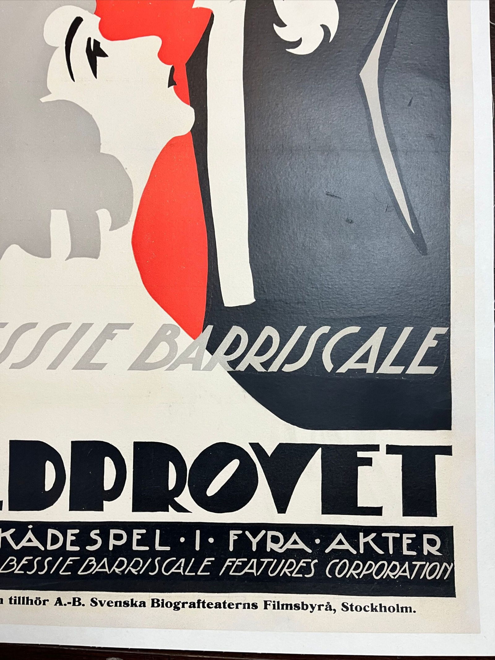 Eldprovet - Hearts Asleep (1919) 25.5x35.75 Swedish Art Deco Linocut Movie Poster LB - 3
