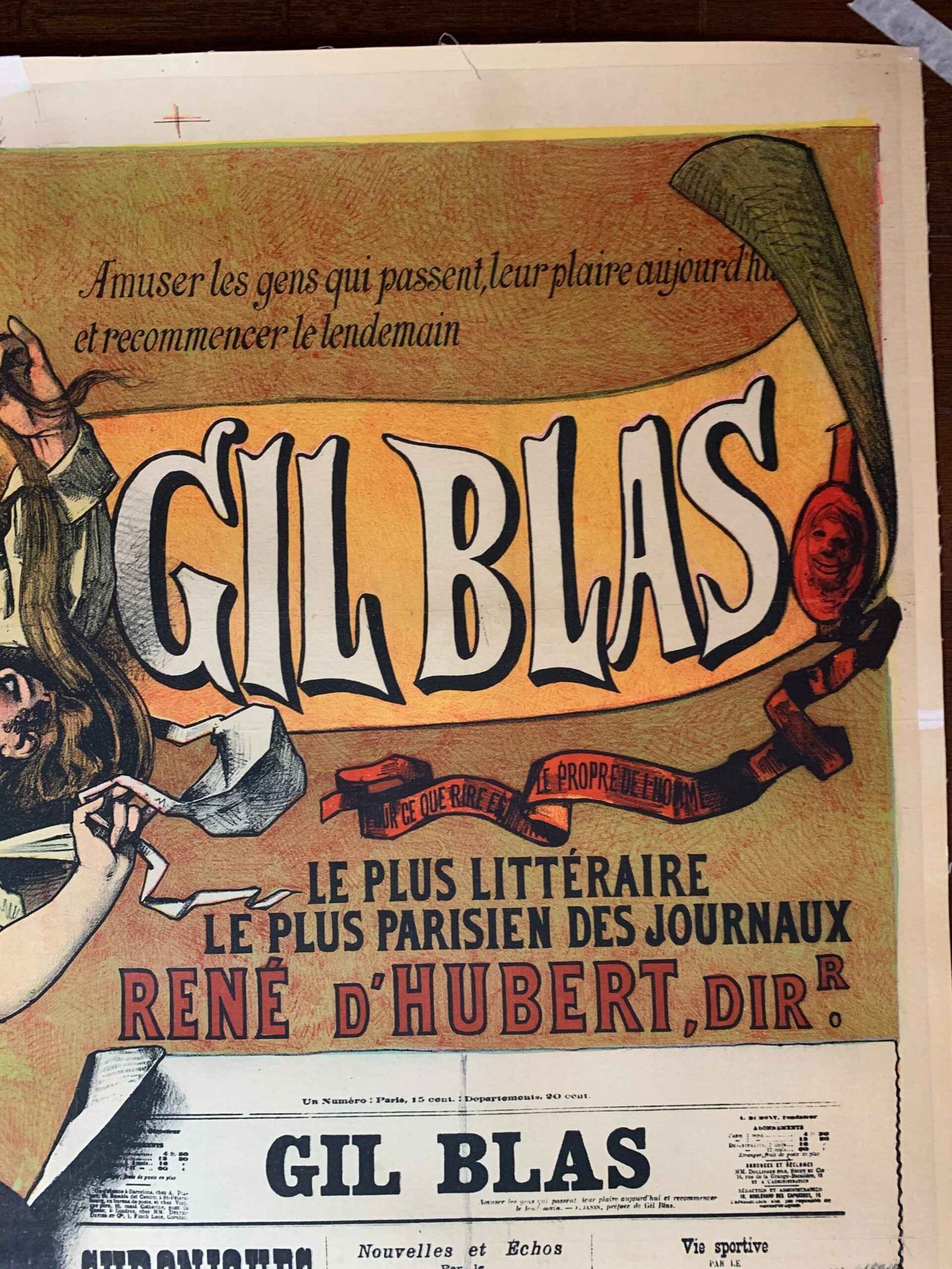 Gil Blas Literary Newspaper (1918) 36.25x49.25 French Advertising Poster LB - 3