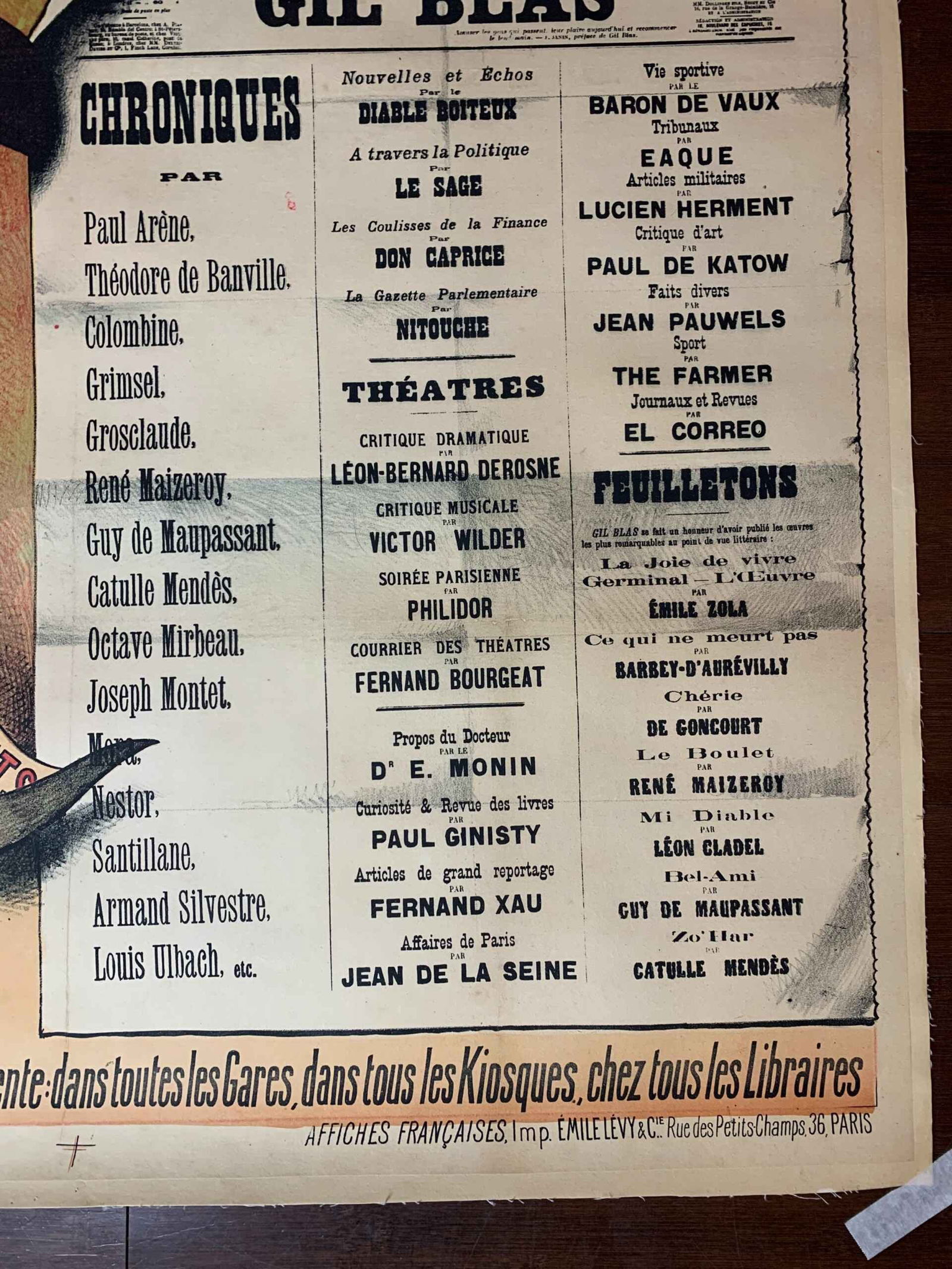 Gil Blas Literary Newspaper (1918) 36.25x49.25 French Advertising Poster LB - 4