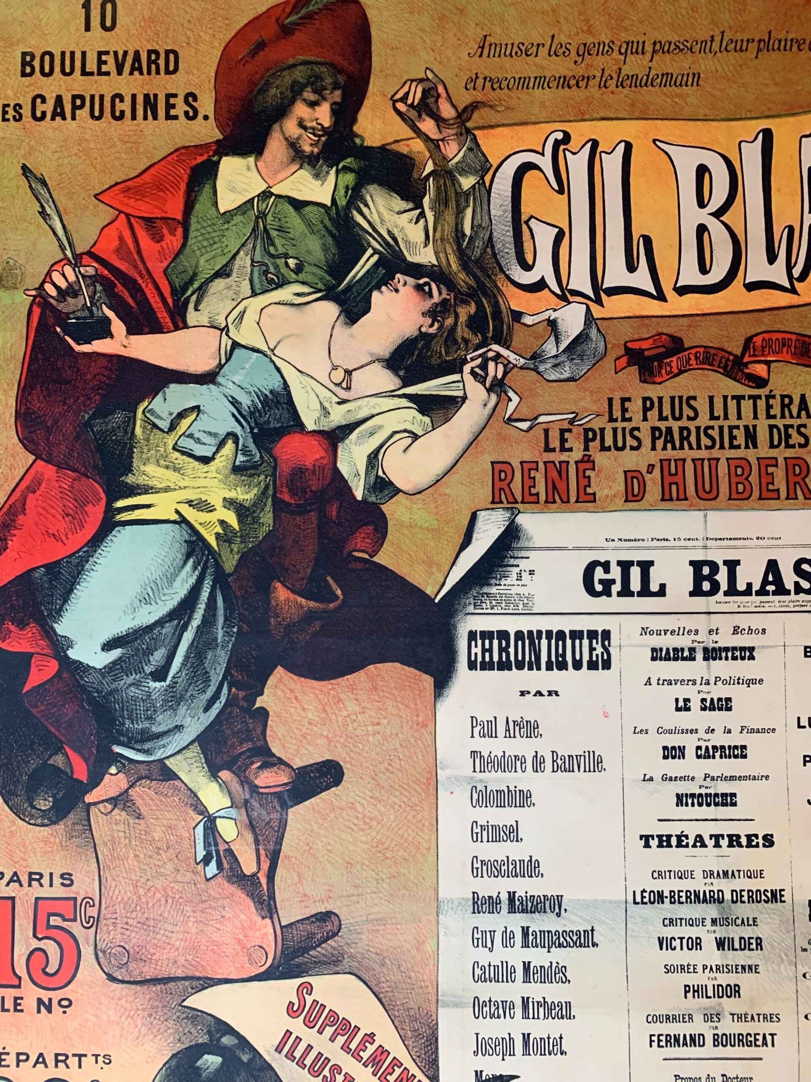 Gil Blas Literary Newspaper (1918) 36.25x49.25 French Advertising Poster LB - 7