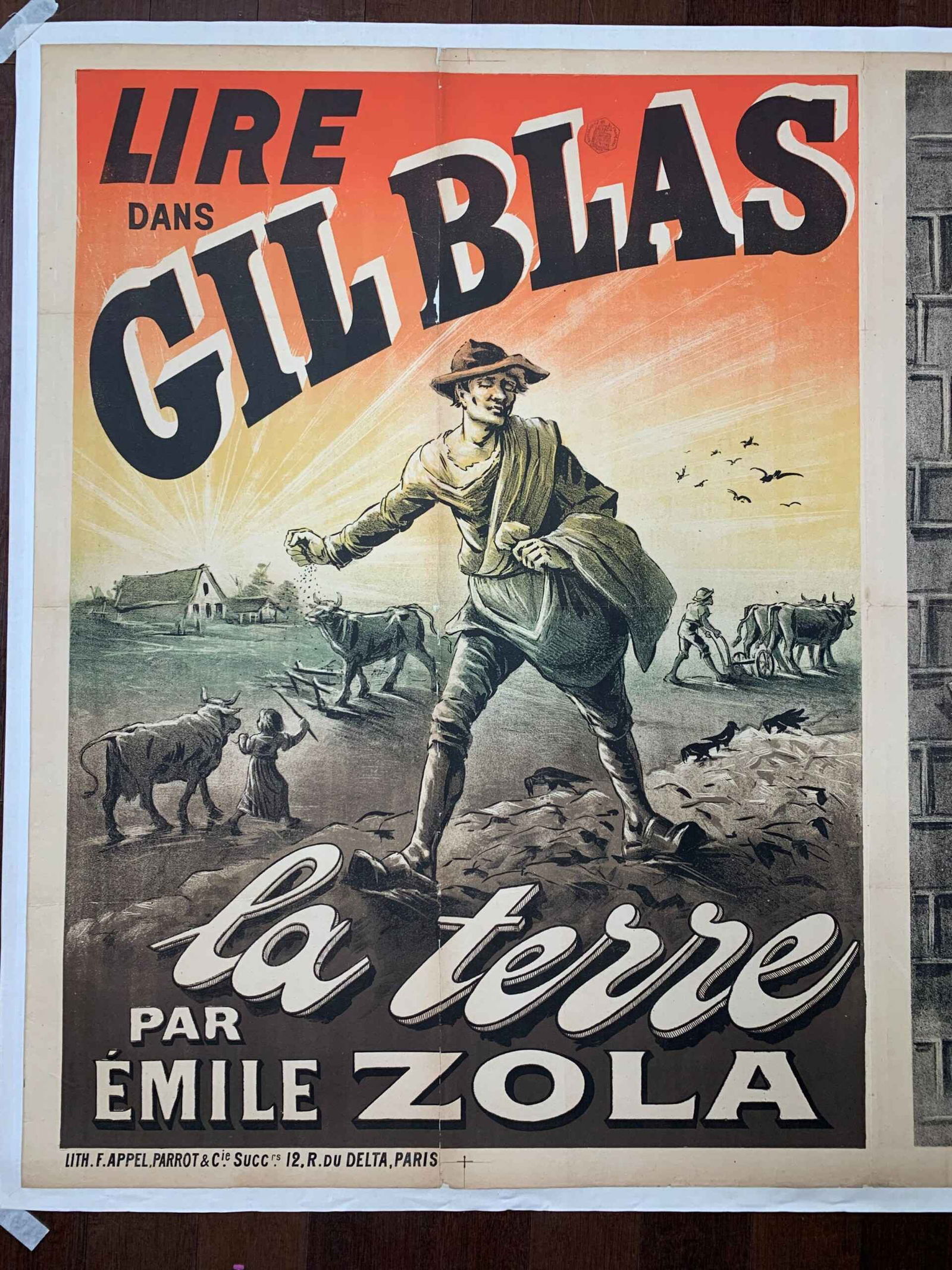Gil Blas La Terre - Book by Emile Zola (1887) 39x59 Rare French Litho Poster LB - 2
