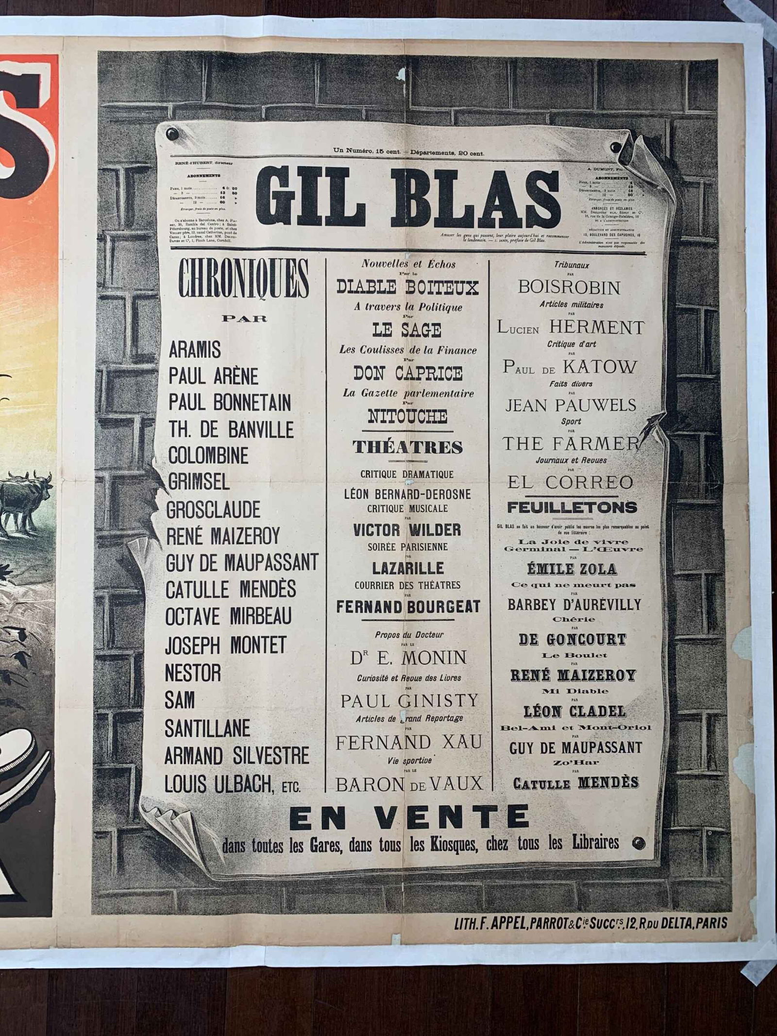 Gil Blas La Terre - Book by Emile Zola (1887) 39x59 Rare French Litho Poster LB - 3