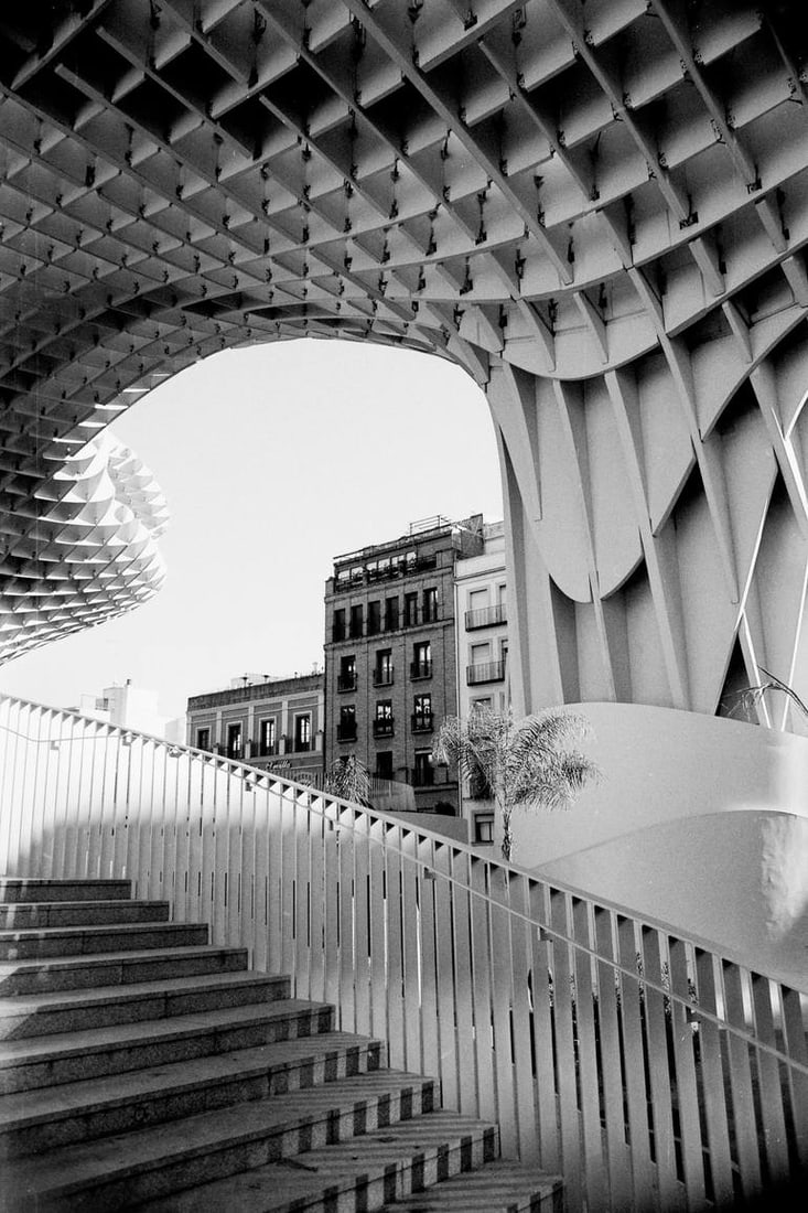 Metropol Parasol, Seville, Spain 2023 - Silver Gelatin: Title: Metropol Parasol, Seville, Spain 2023 - Silver Gelatin Description: Title: Metropol Parasol, Seville, Spain 2023 - Silver Gelatin Photograph - Limited Edition of 10 Artist: Paul Cooklin Origin: