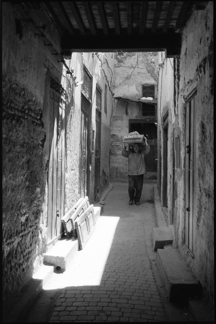 Bread Delivery, The Medina, Fes, Morocco - Silver Gelatin: Title: Bread Delivery, The Medina, Fes, Morocco - Silver Gelatin Description: Title: Bread Delivery, The Medina, Fes, Morocco - Silver Gelatin Photograph - Limited Edition of 10Artist: Paul