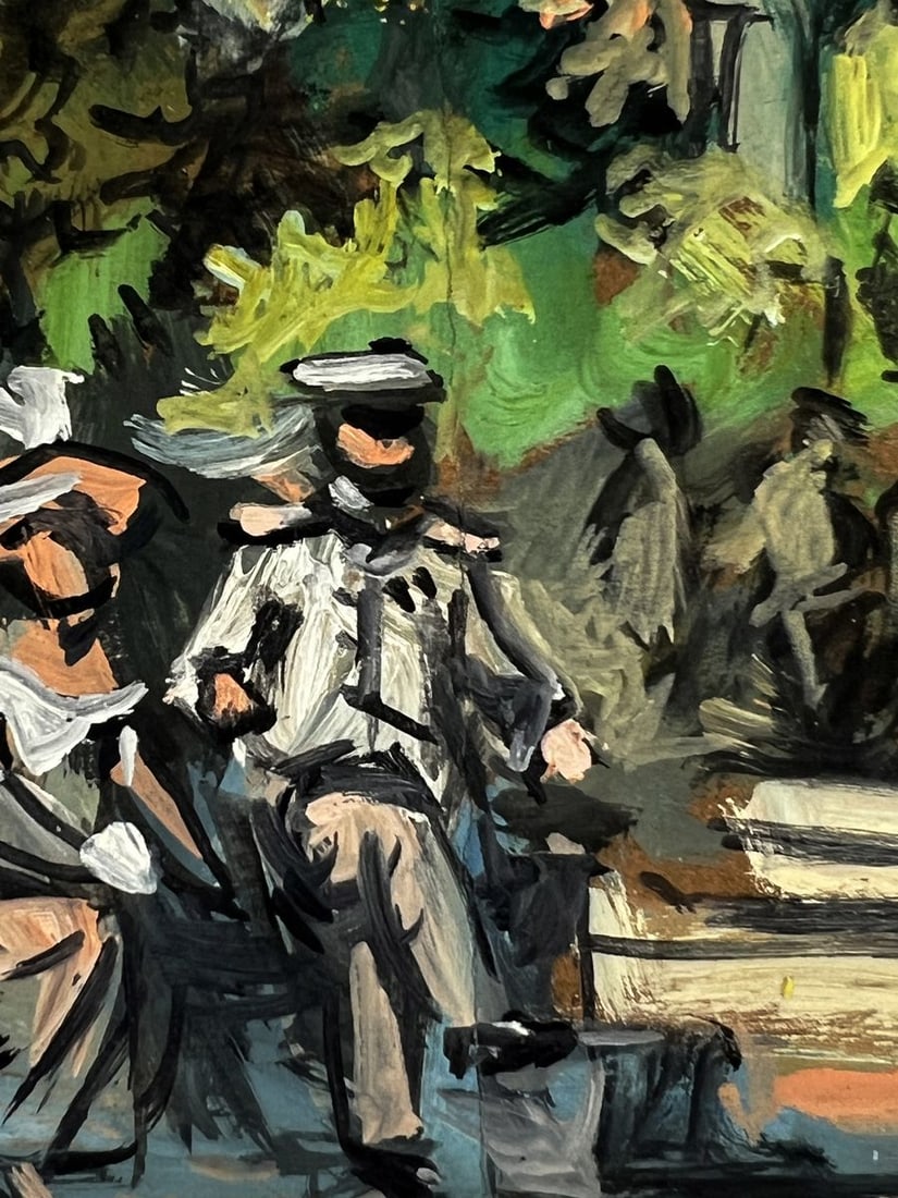 Oil painting Gathering of soldiers in the park Alexander Litvinov - 8
