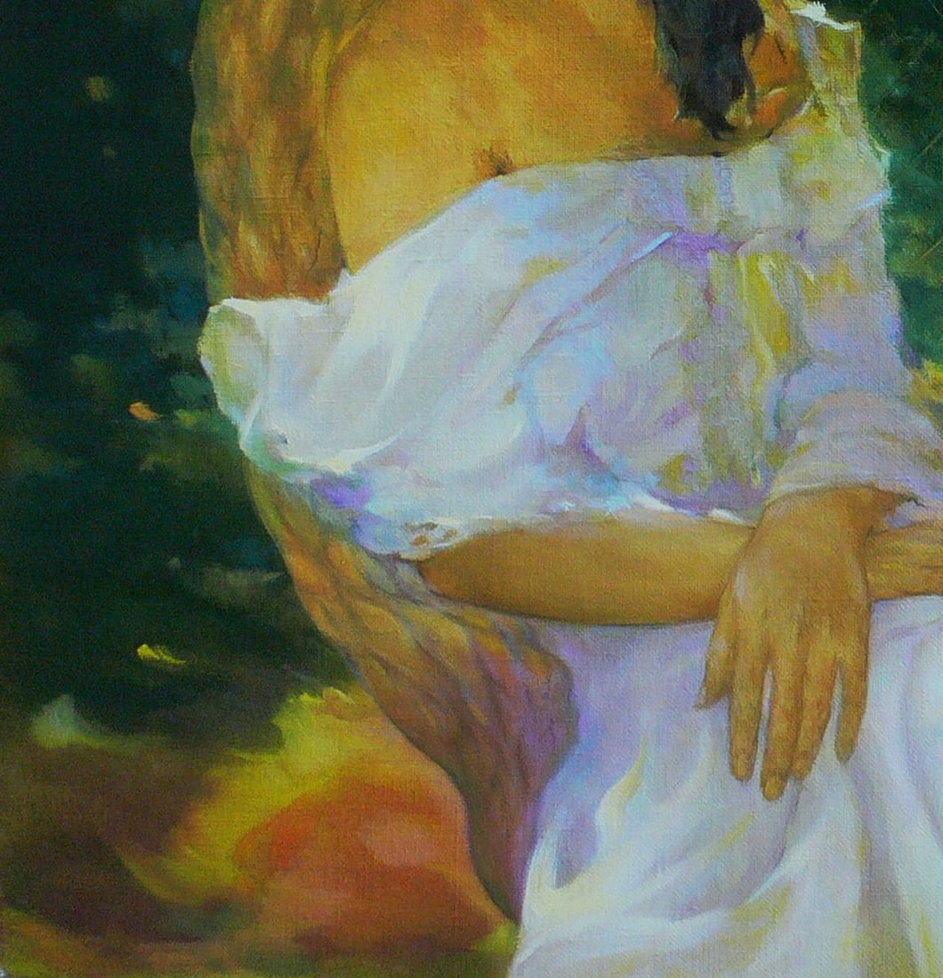 Oil painting Girl in the garden Vasily Korkishko - 3