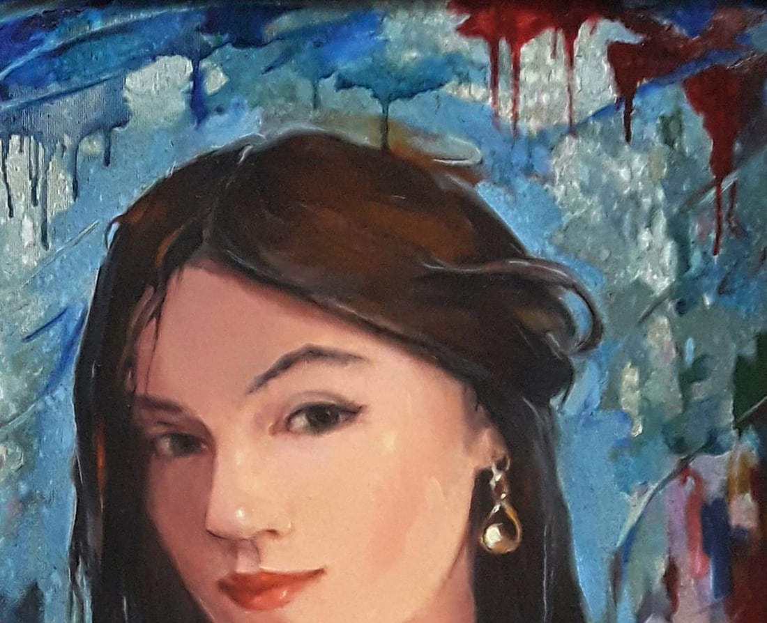 Oil painting Portrait of a girl and a lion Vasily Korkishko - 6