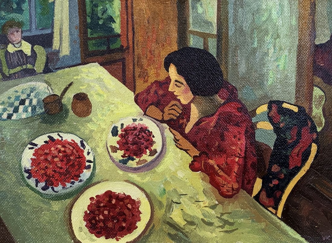 Oil painting Lunch at the table Unknown artist (1 of 10)