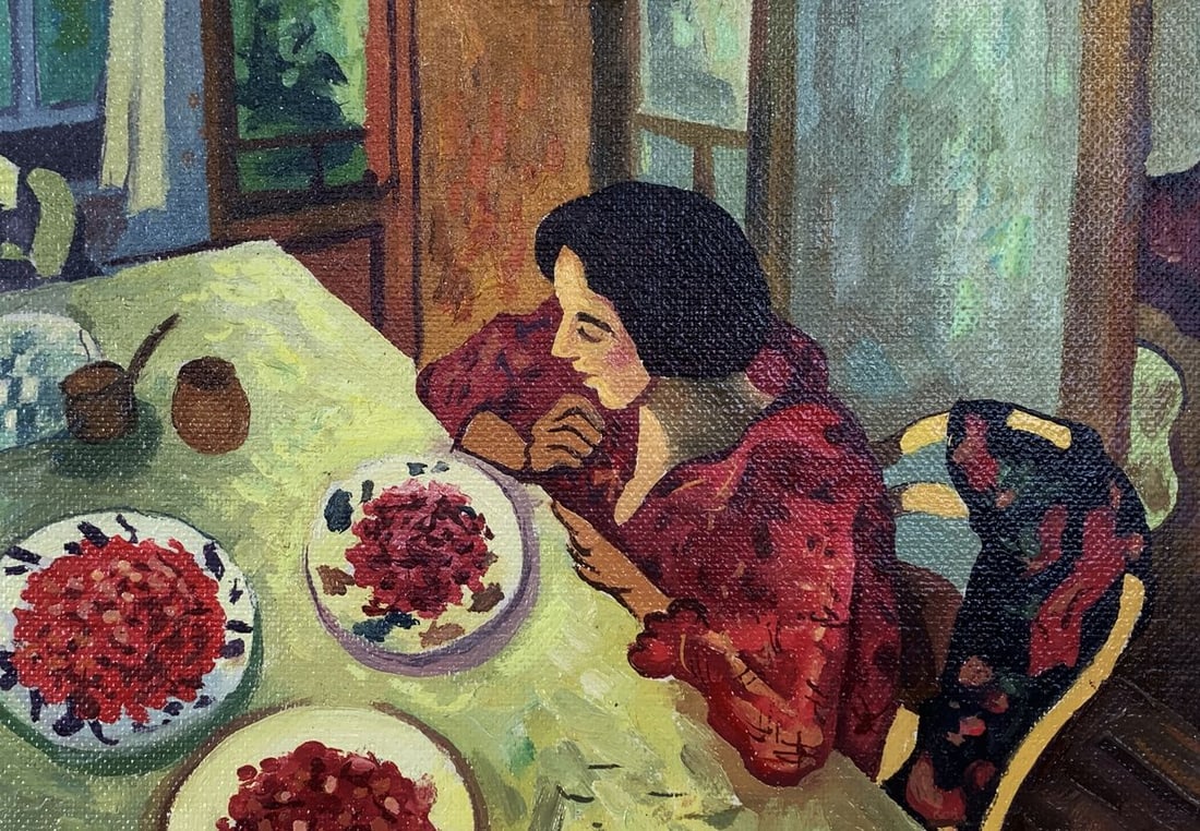 Oil painting Lunch at the table Unknown artist - 2