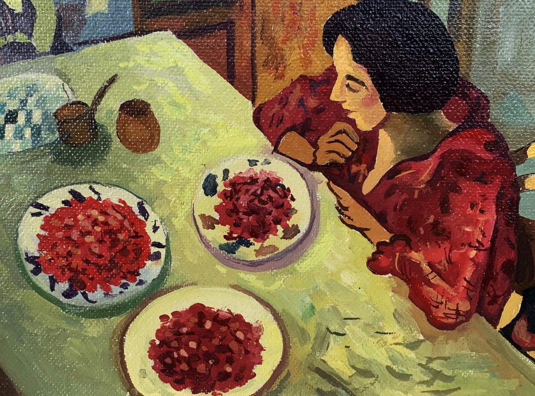 Oil painting Lunch at the table Unknown artist - 3