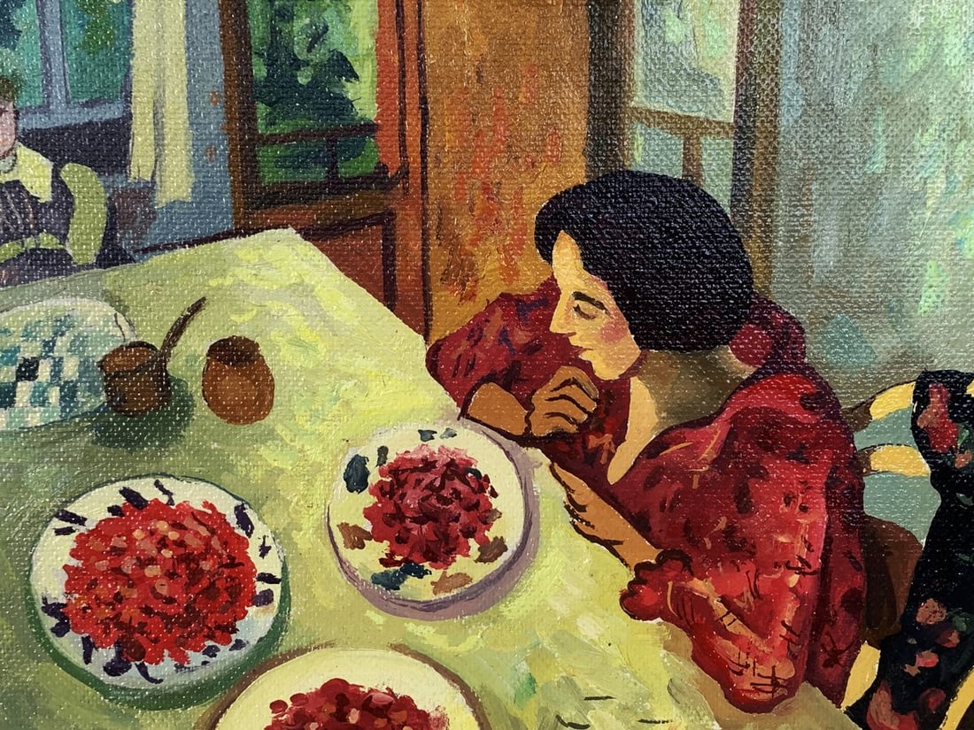 Oil painting Lunch at the table Unknown artist - 4