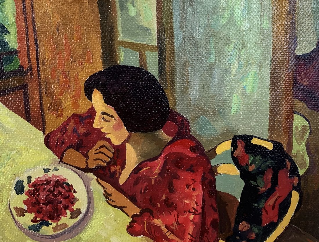 Oil painting Lunch at the table Unknown artist - 5