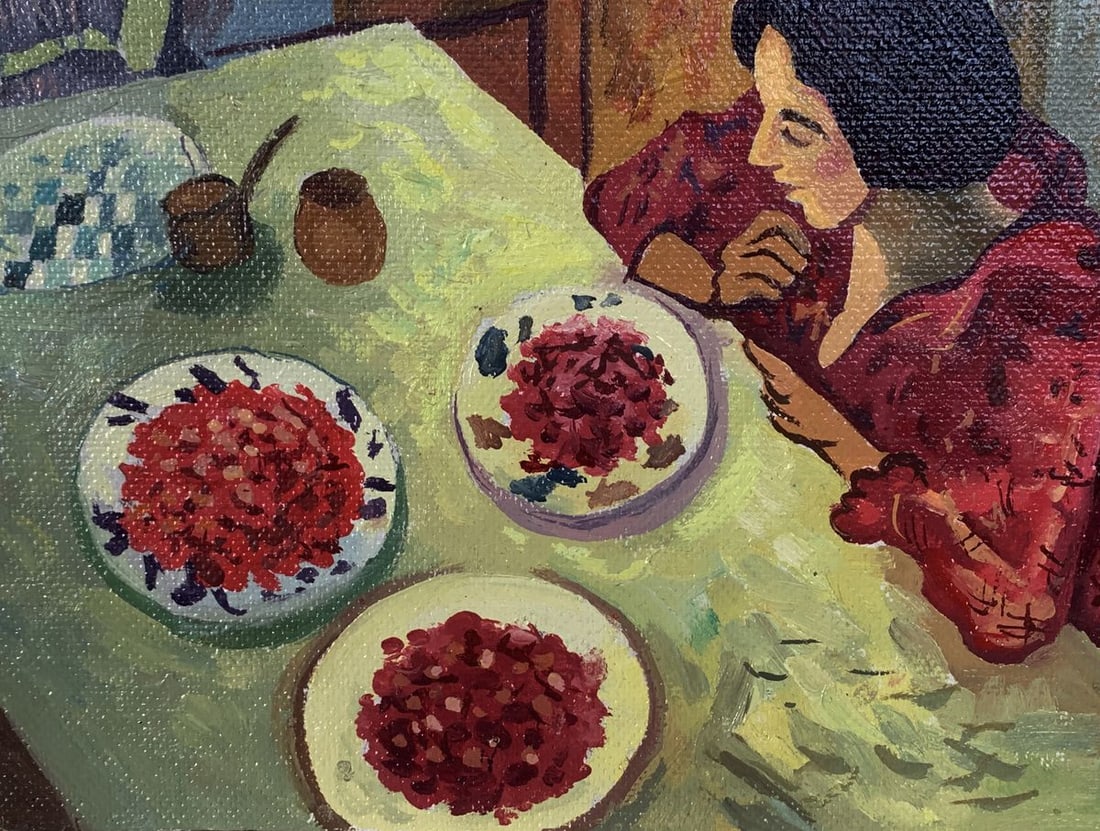 Oil painting Lunch at the table Unknown artist - 7