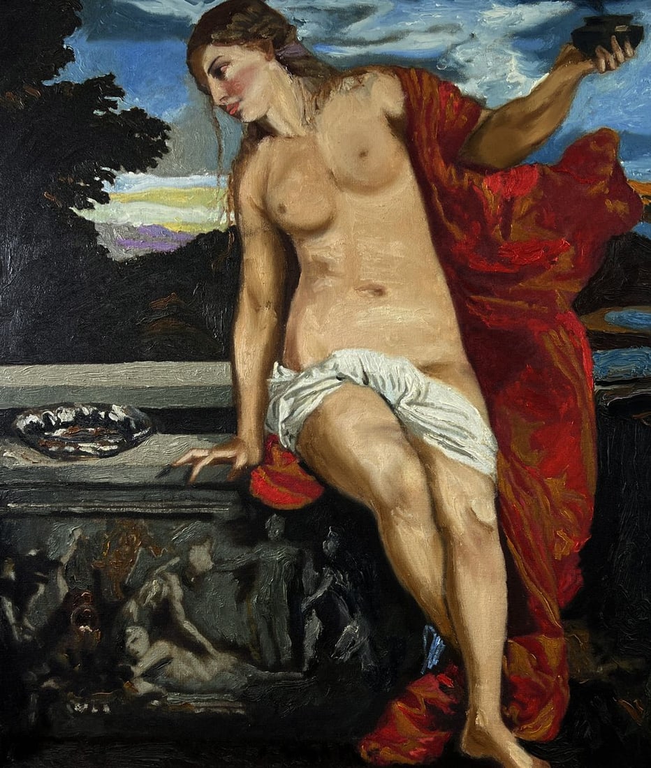 Oil painting A Figure girl is resting Oleksandr Gukalov - 3