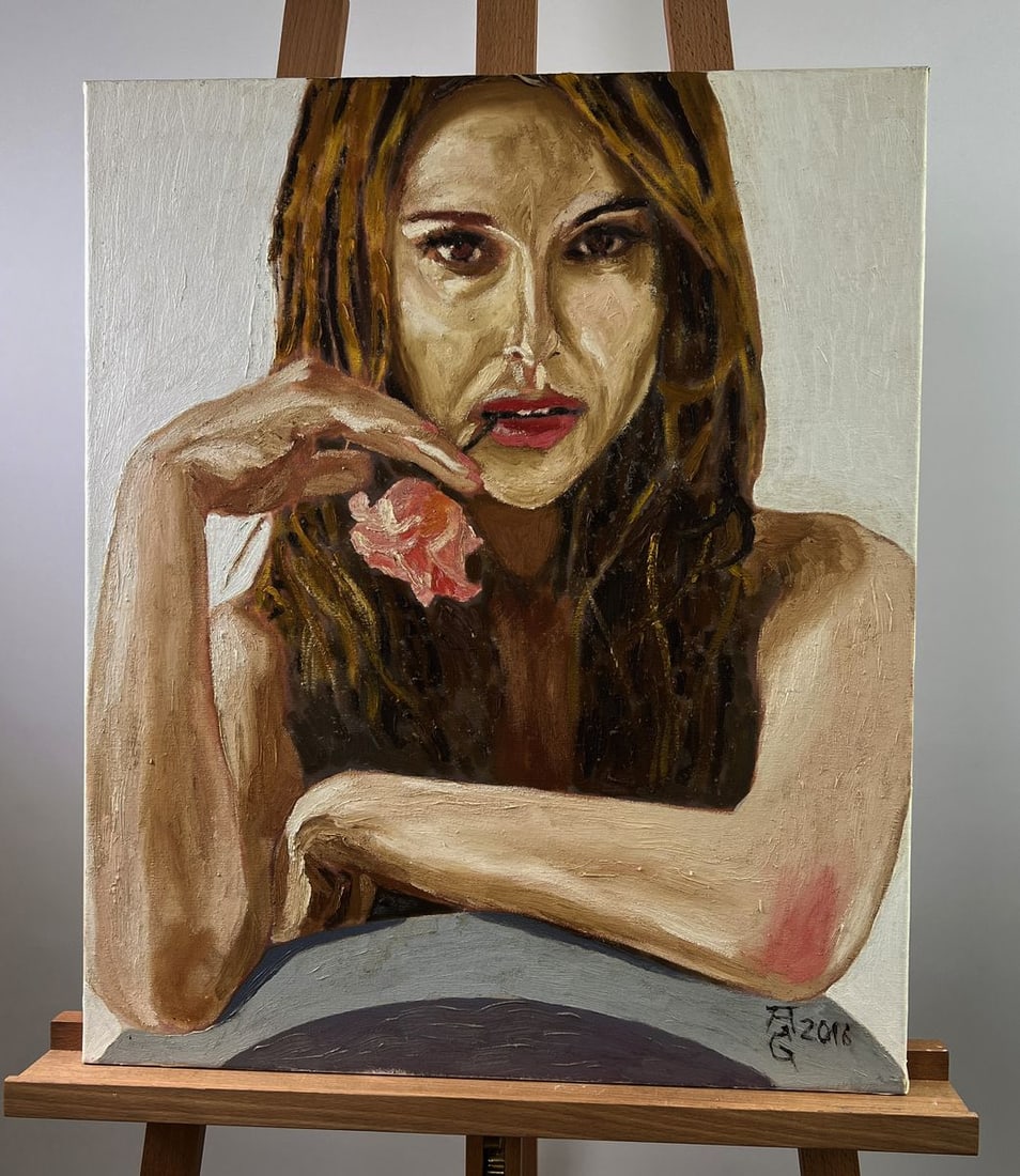 Oil painting Portrait of a confident girl Oleksandr Gukalov: Title: Oil painting Portrait of a confident girl Oleksandr Gukalov Description: NoAAA5553 The Oil painting on Canvas titled "Portrait of a confident girl" captures the profound emotional depth and eni