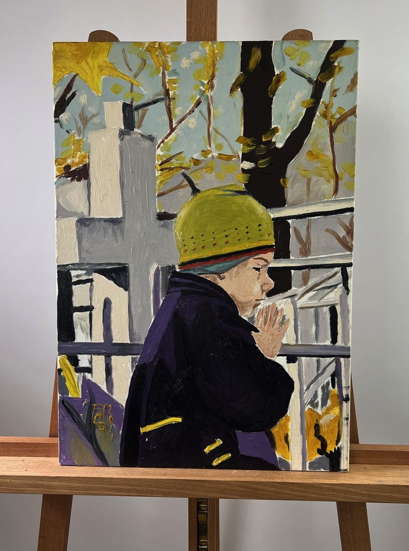 Oil painting A boy's memory Oleksandr Gukalov: Title: Oil painting A boy's memory Oleksandr Gukalov Description: NoAAA5558 The Oil painting on Canvas titled "A boy's memory" captures a deeply intimate and contemplative moment, transforming the sim