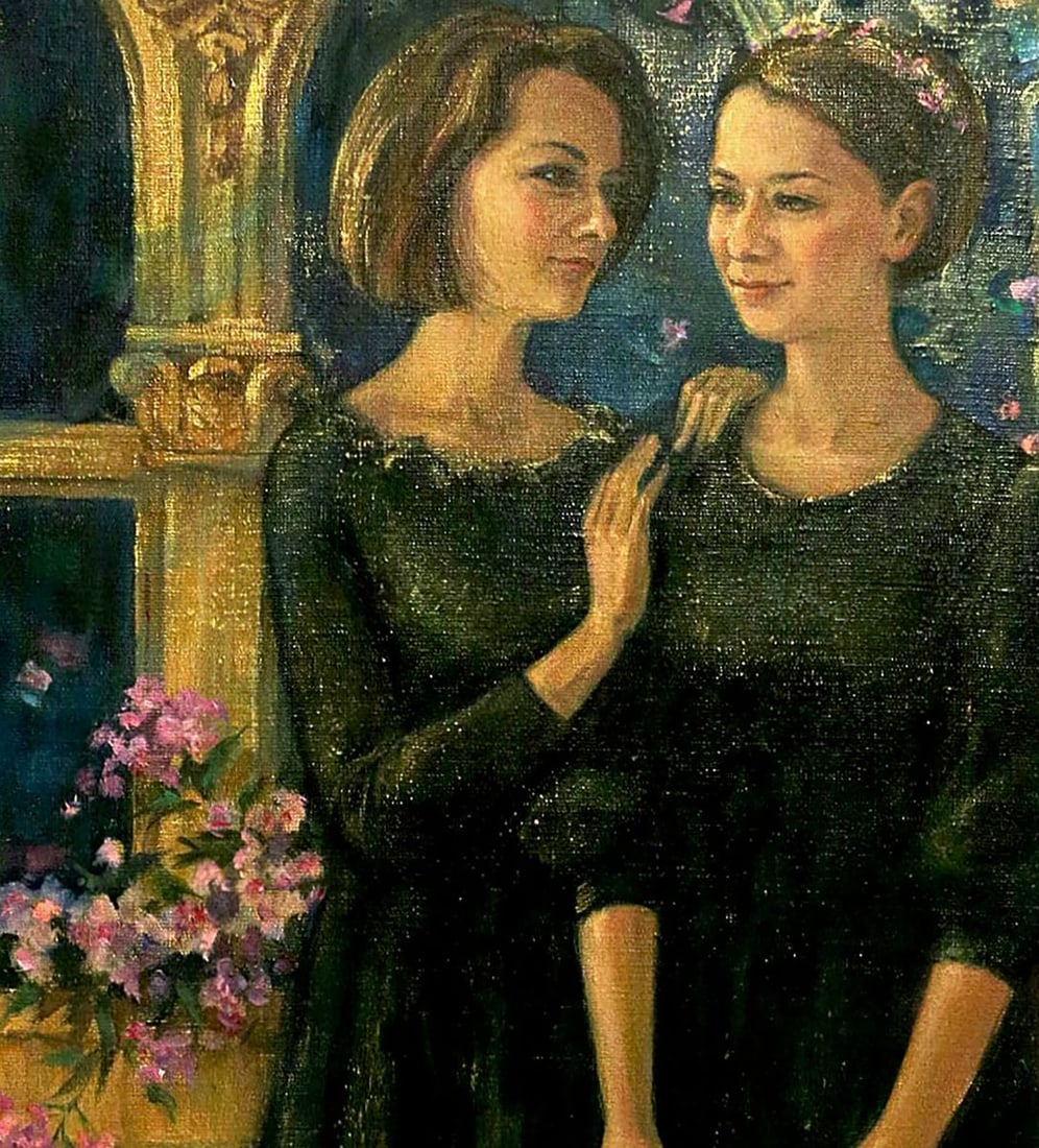 Oil painting Girls in the greenhouse Oksana Osnach - 6