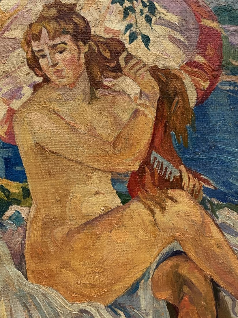 Oil painting A light breeze on the shore Unknown artist - 3