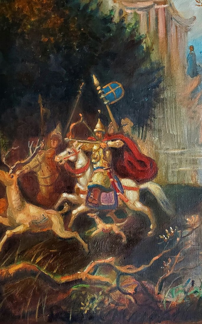 Oil painting Hunting in Ancient China Daniil Litvinov - 2