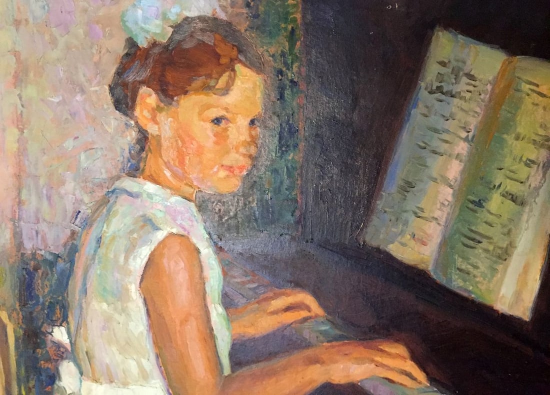 Oil painting Girl at the piano - 2