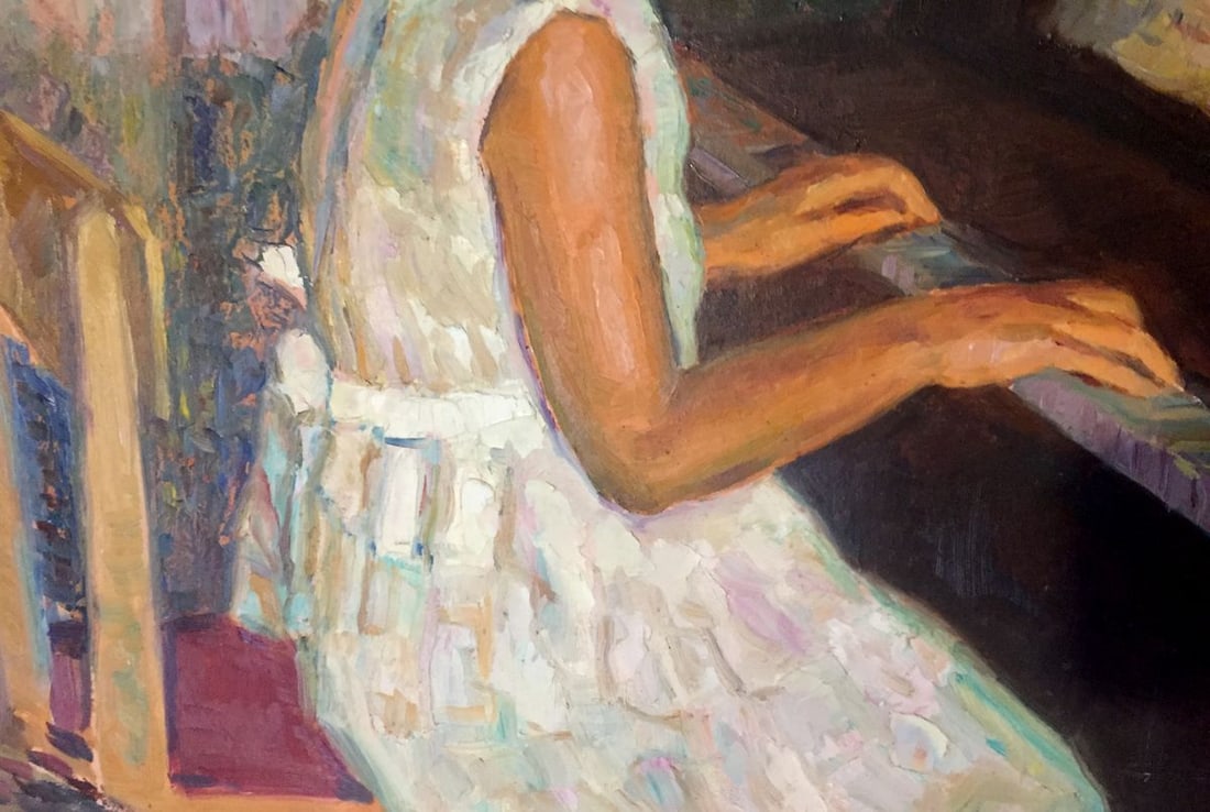 Oil painting Girl at the piano - 3