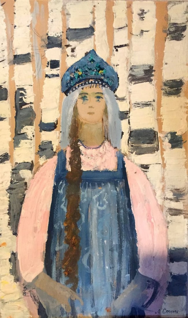 Oil painting Girl in a birch grove Leonid Mikhailovich Stil' - 2
