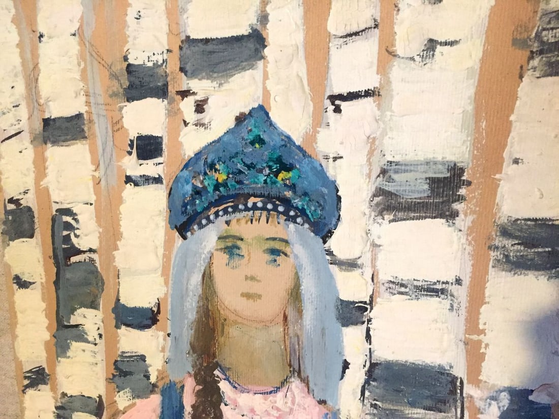 Oil painting Girl in a birch grove Leonid Mikhailovich Stil' - 3
