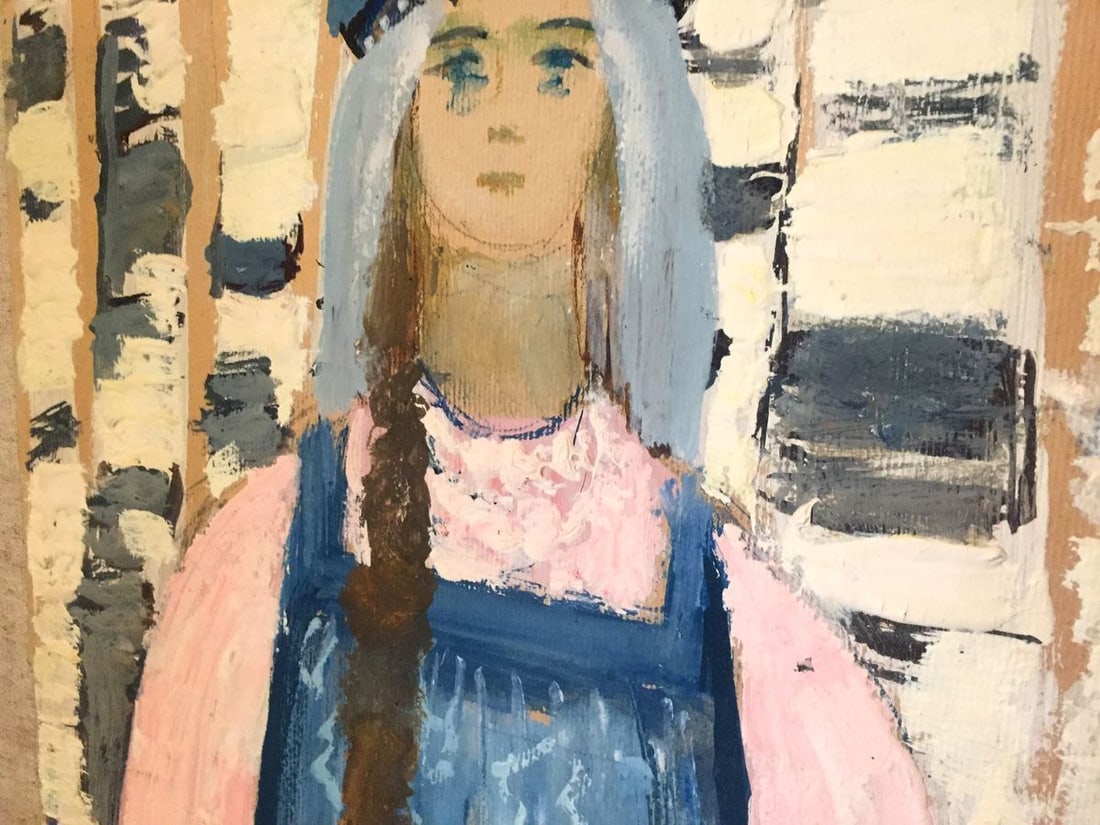 Oil painting Girl in a birch grove Leonid Mikhailovich Stil' - 9