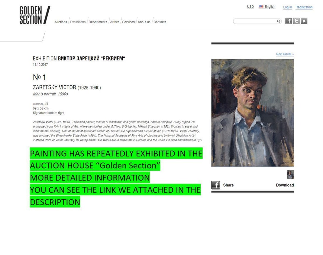 Oil painting Man's portrait Zaretskyi Viktor - 7