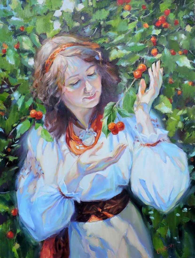 Oil painting Under the cherries Procach Olesia: Title: Oil painting Under the cherries Procach Olesia Description: Procach 92 *** ABOUT THIS PAINTING *** * TITLE: "Under the cherries" * ARTISTS: Procach Olesia * SIZE: 80x60 cm/'31.49x23.62 inches'