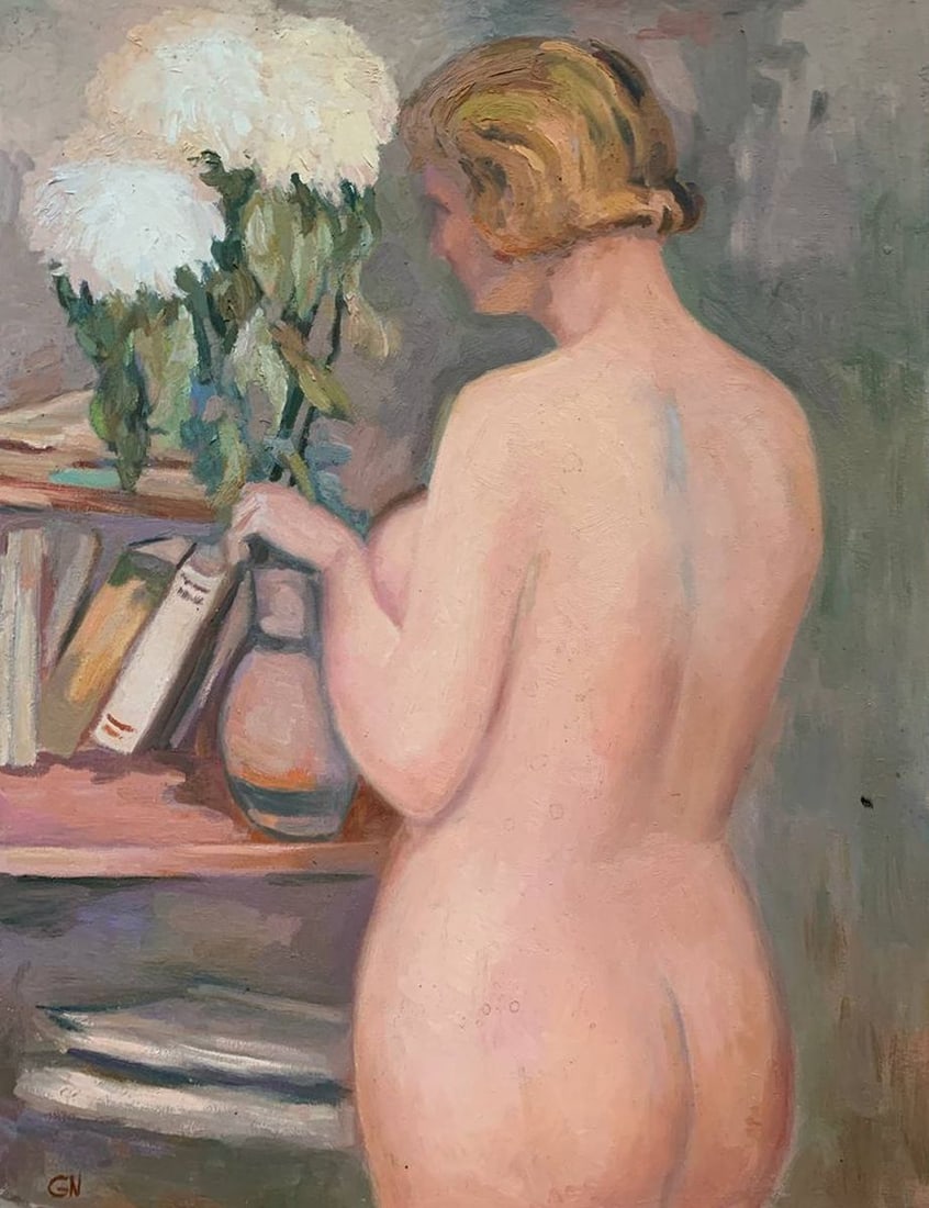 Oil painting Alone at home Unknown artist (1 of 10)