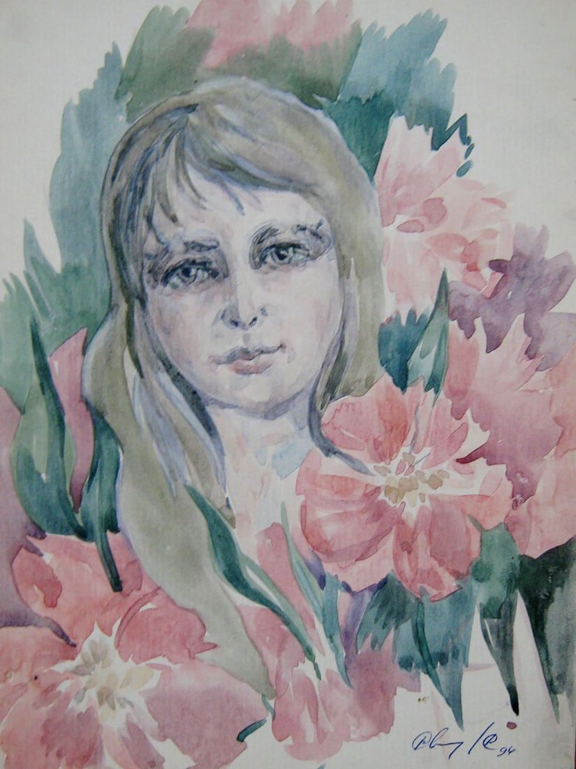 Watercolor painting Peony Kalebets Valery (1 of 5)