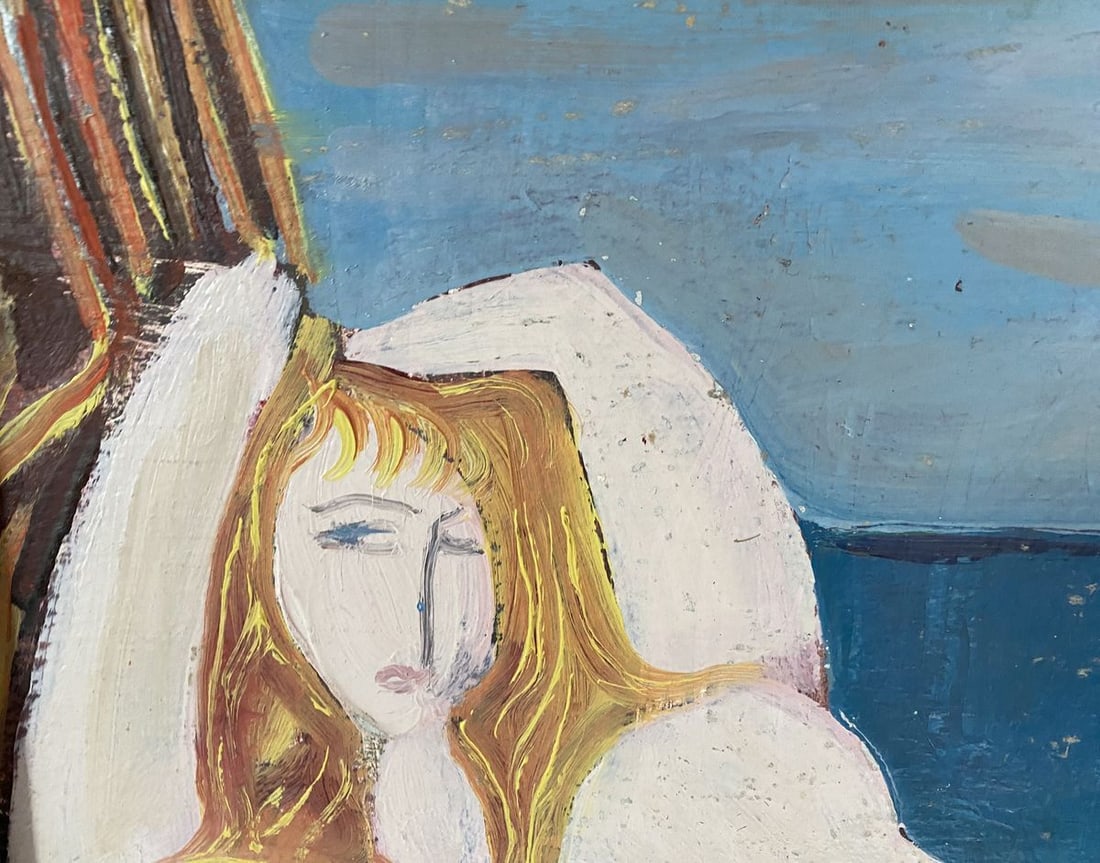 Oil painting Figure girl on the beach Stanislav Ivanovich Sychov - 2