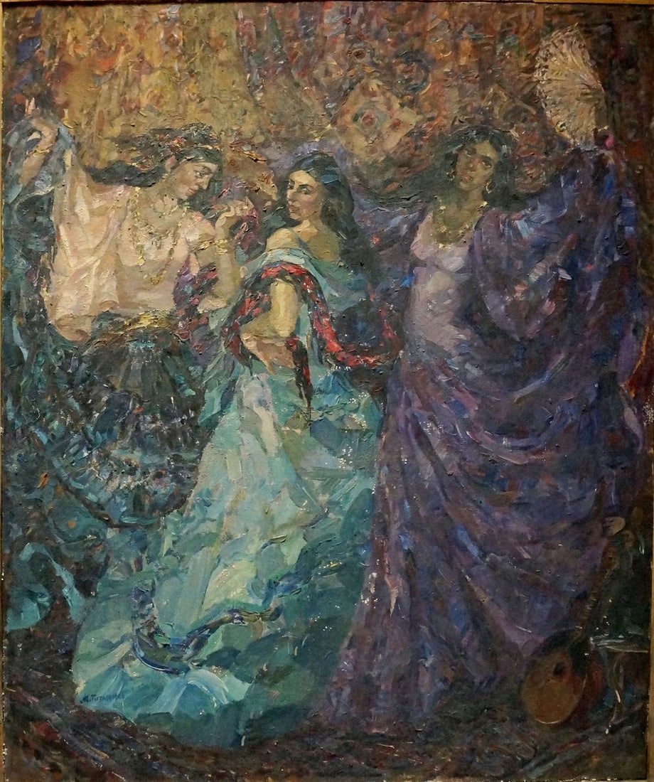 Oil painting Gypsies Titarenko Maria Anatolyevna: Title: Oil painting Gypsies Titarenko Maria Anatolyevna Description: NoVerns 1202 *** ABOUT THIS PAINTING *** * TITLE: "Gypsies" * ARTISTS: Titarenko Maria Anatolyevna * SIZE: 100x120 cm/'39.37x47.24
