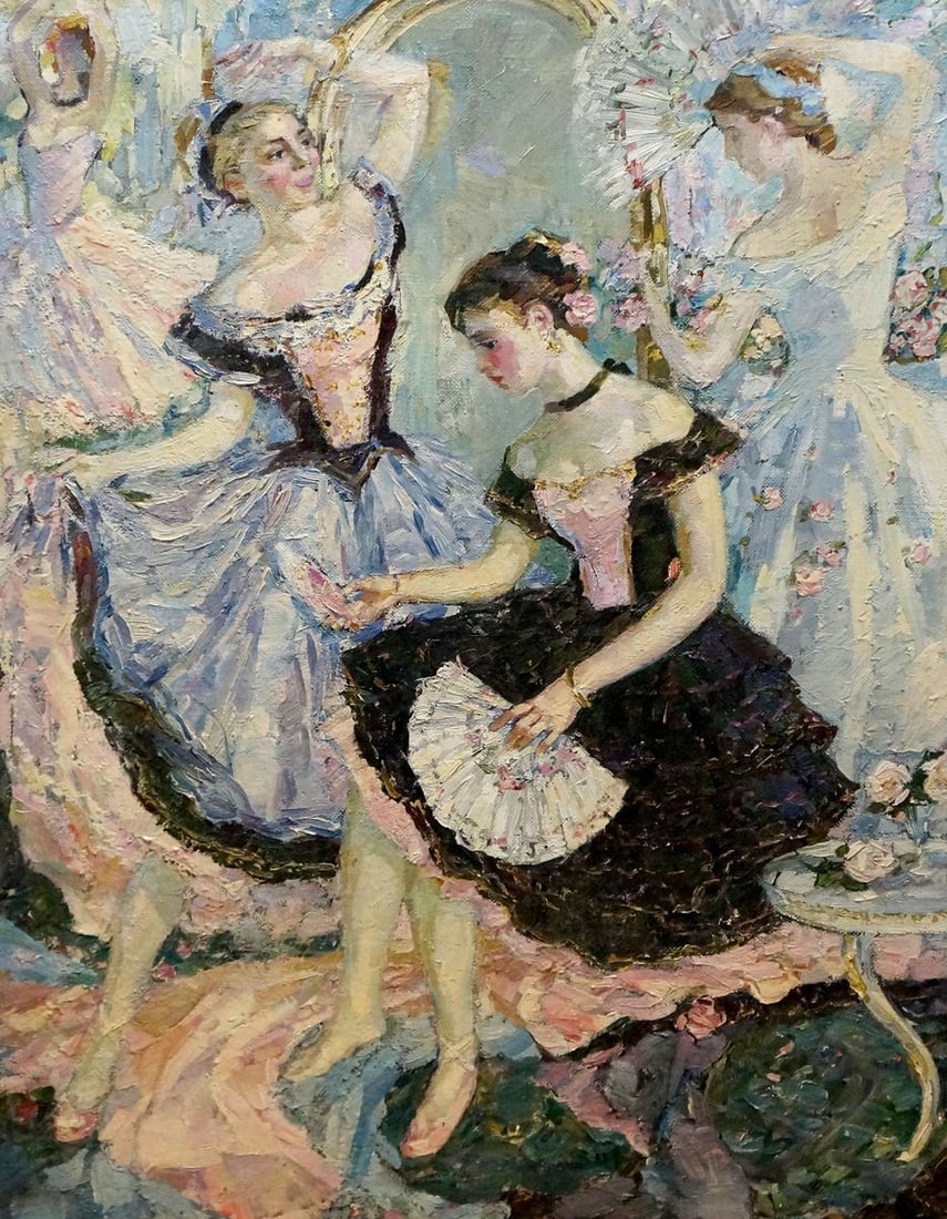 Oil painting Ballerinas Tytarenko Odarka Anatoliivna: Title: Oil painting Ballerinas Tytarenko Odarka Anatoliivna Description: NoVerns 1219 *** ABOUT THIS PAINTING *** * TITLE: "Ballerinas" * ARTISTS: Tytarenko Odarka Anatoliivna * SIZE: 90x68 cm/'35.43x