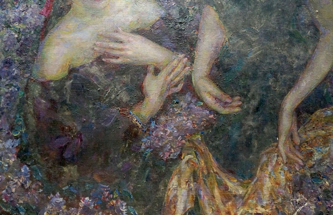 Oil painting Girls near the lilac Titarenko Maria Anatolyevna - 2