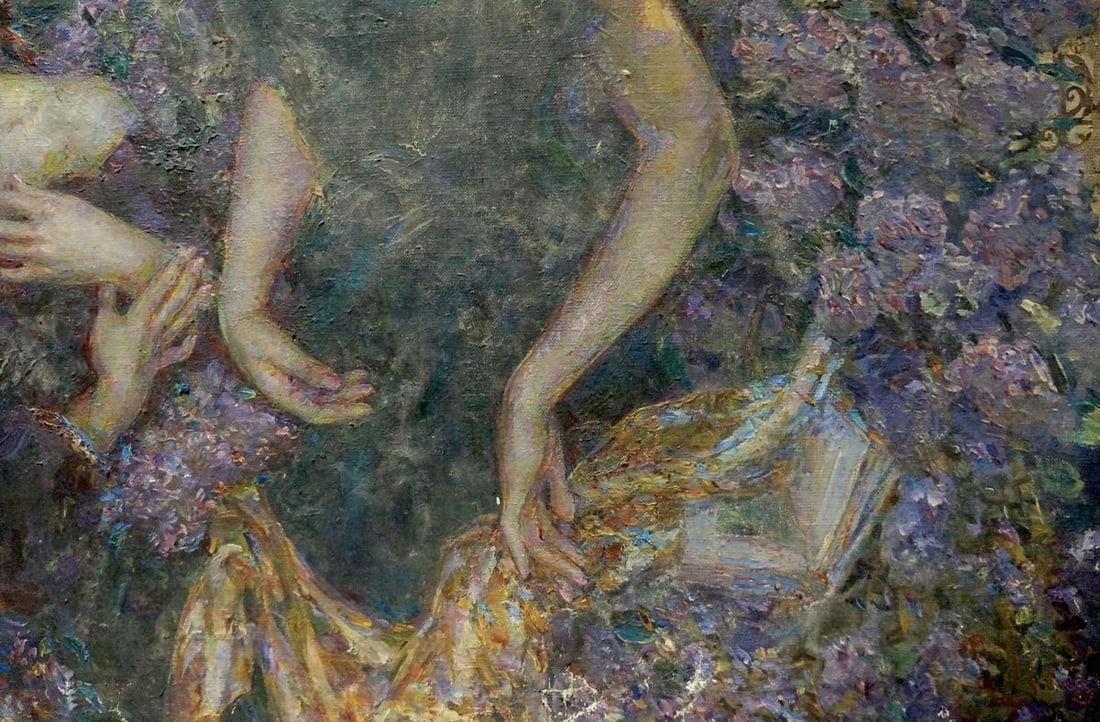 Oil painting Girls near the lilac Titarenko Maria Anatolyevna - 5