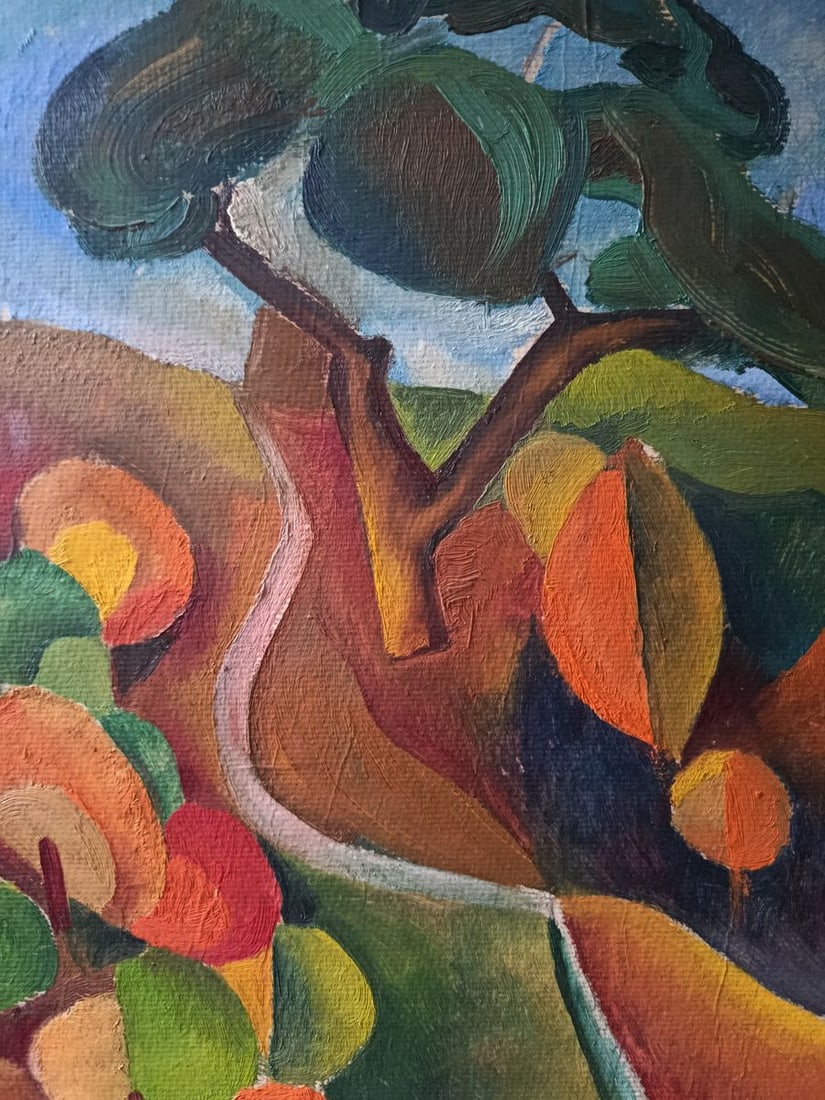 Oil painting Along a summer path in the field Unknown artist - 2