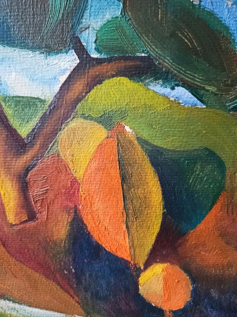 Oil painting Along a summer path in the field Unknown artist - 5