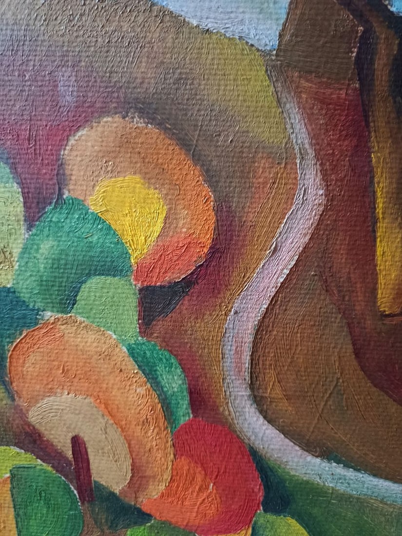 Oil painting Along a summer path in the field Unknown artist - 6