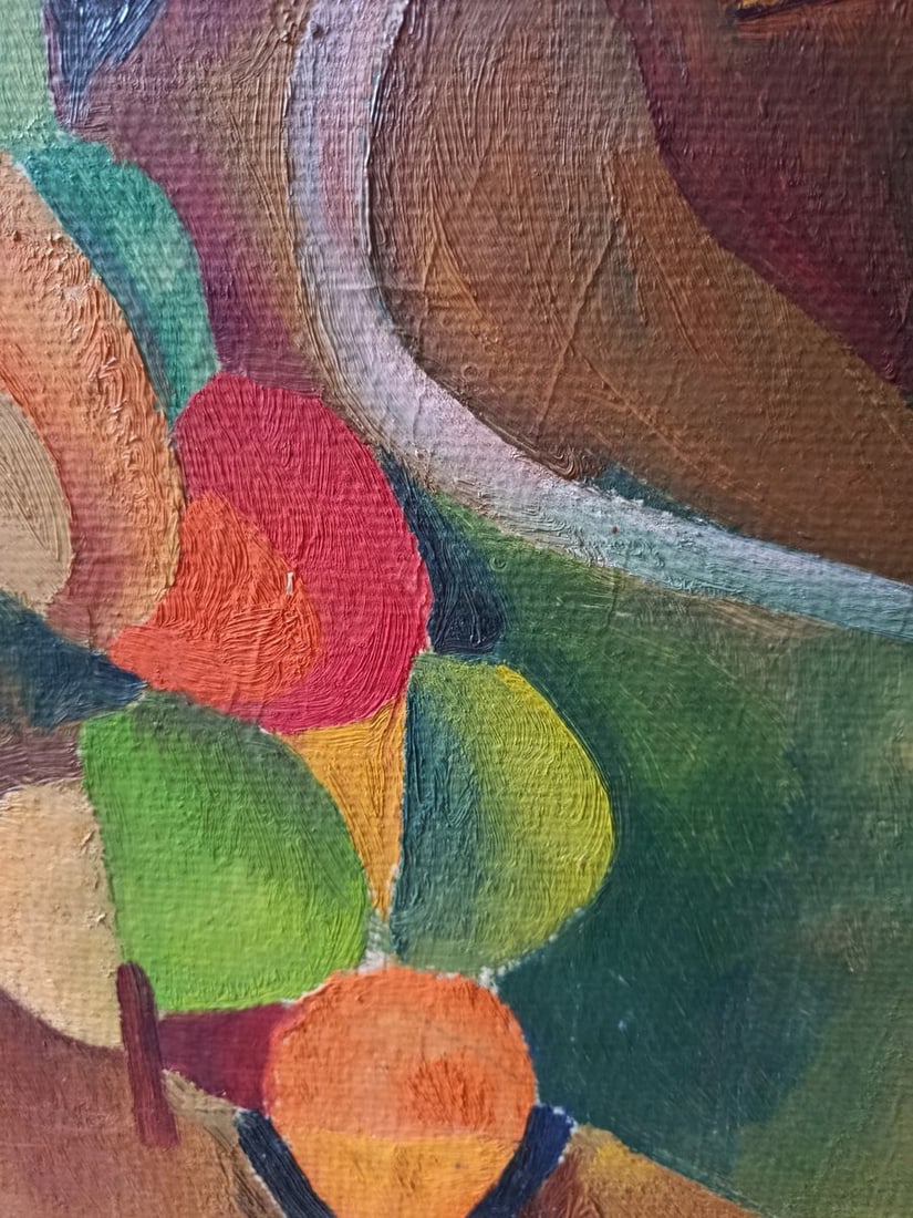 Oil painting Along a summer path in the field Unknown artist - 7