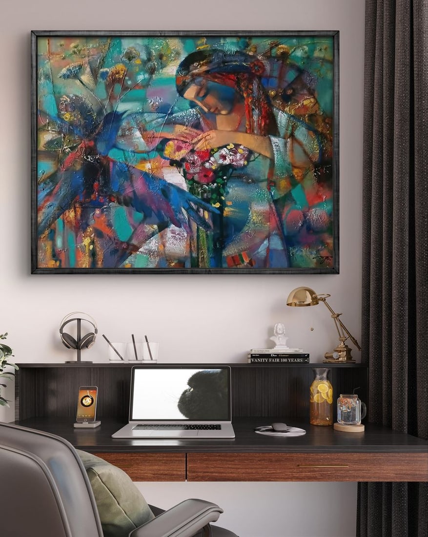 Abstract oil painting Girl and a bouquet of flowers Anatoly Tarabanov - 2