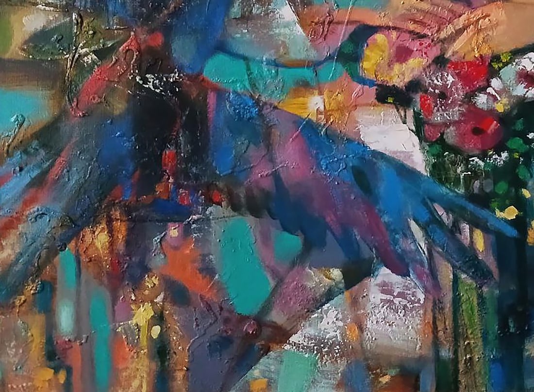 Abstract oil painting Girl and a bouquet of flowers Anatoly Tarabanov - 5